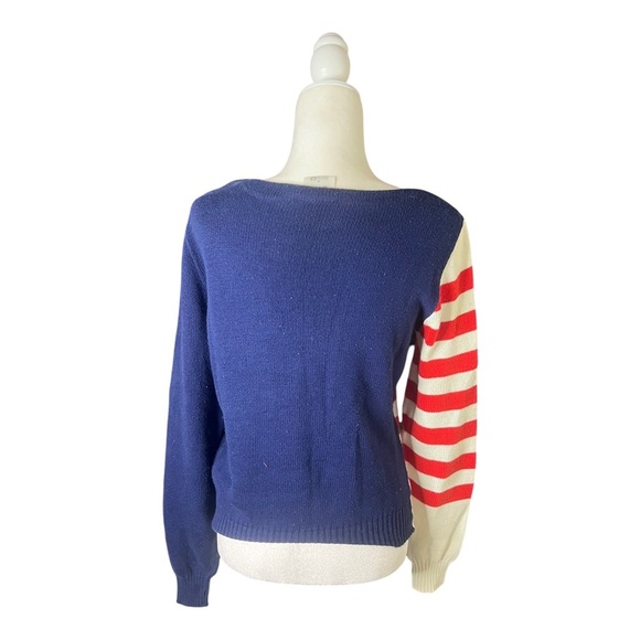 Vintage Red, White, & Blue Knit Cardigan Cotton M - Picture 5 of 5